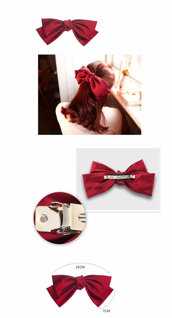 Large Silk Bow Barrette