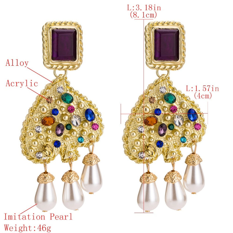 Grecian Gold Gemstone Earrings