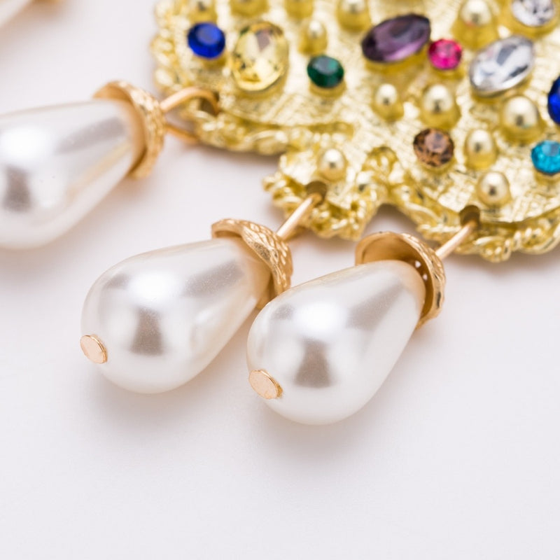 Grecian Gold Gemstone Earrings