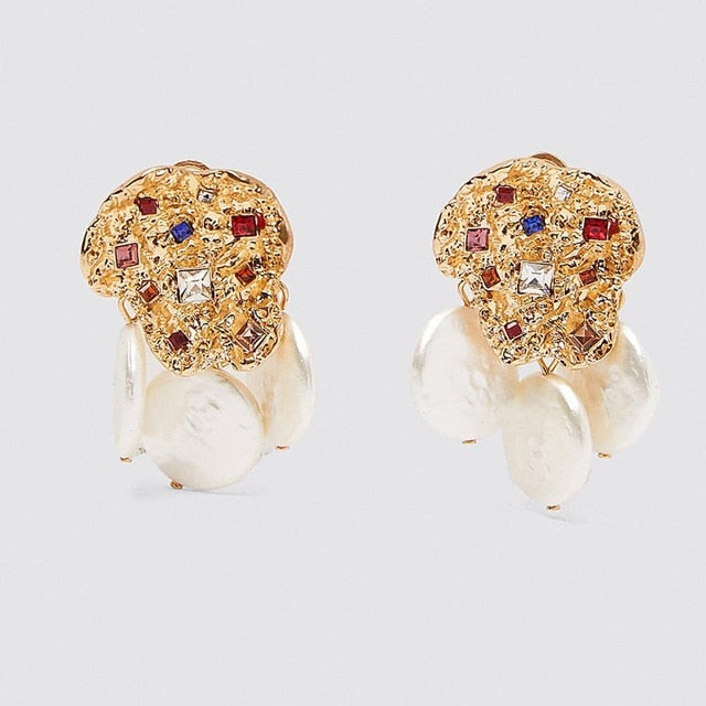 Multi Gem Gold Earrings