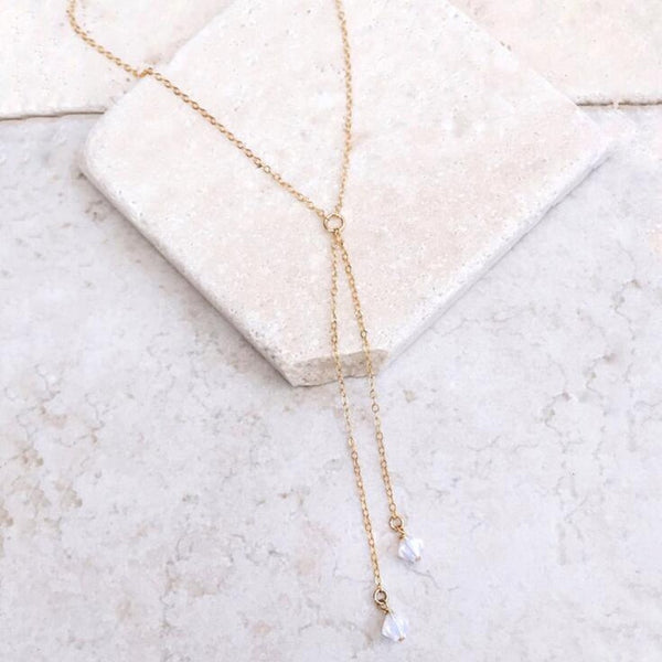 Delicate Gold Crystal Lariat
