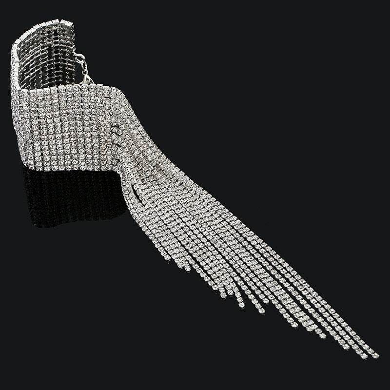 Rhinestone-Fringe Cuff