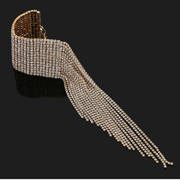 Rhinestone-Fringe Cuff