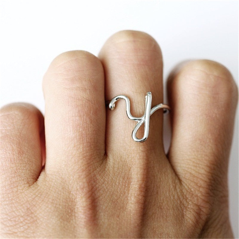 Handmade Wire Letter Rings - A to Z