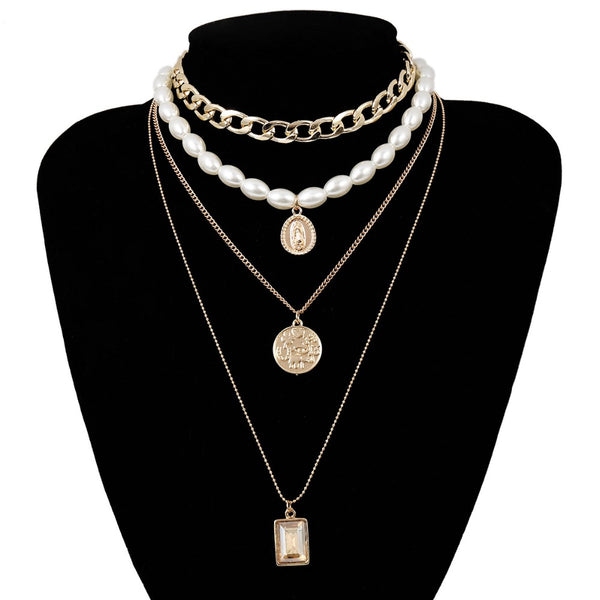 Multilayer Shell & Pearl Necklace