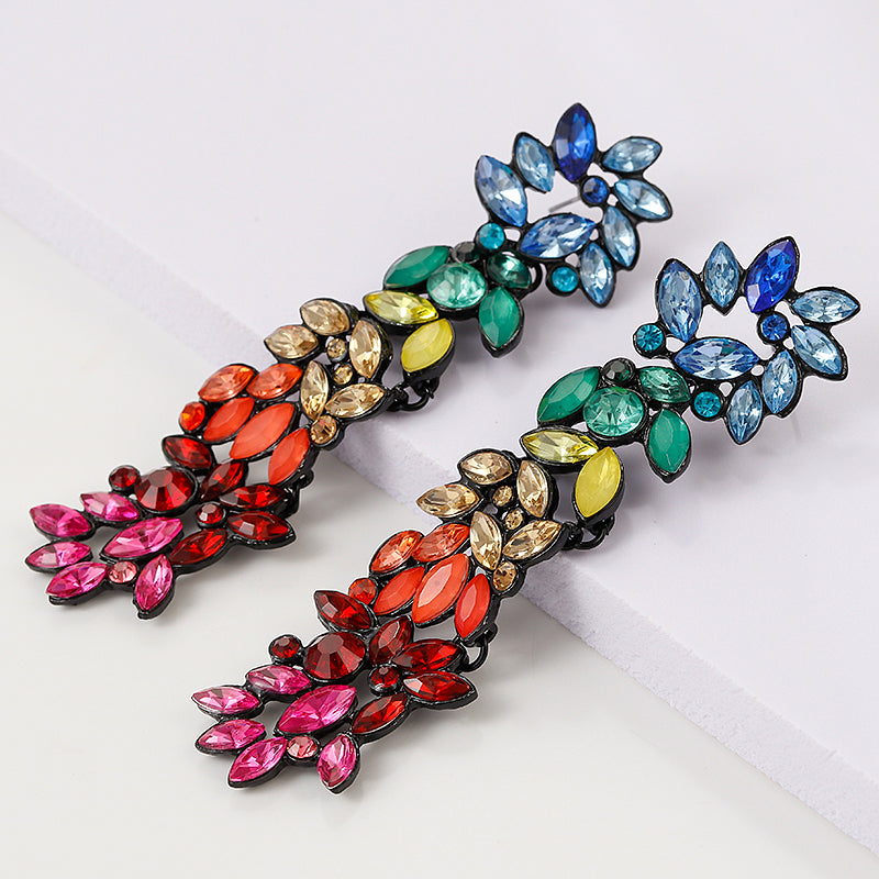 Rainbow Crystal Drop Earrings